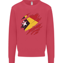 Torn East Timor Flag Day Football Kids Sweatshirt Jumper Heliconia