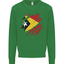 Torn East Timor Flag Day Football Kids Sweatshirt Jumper Irish Green