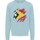 Torn East Timor Flag Day Football Kids Sweatshirt Jumper Light Blue