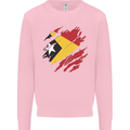 Torn East Timor Flag Day Football Kids Sweatshirt Jumper Light Pink