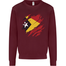 Torn East Timor Flag Day Football Kids Sweatshirt Jumper Maroon