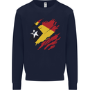 Torn East Timor Flag Day Football Kids Sweatshirt Jumper Navy Blue