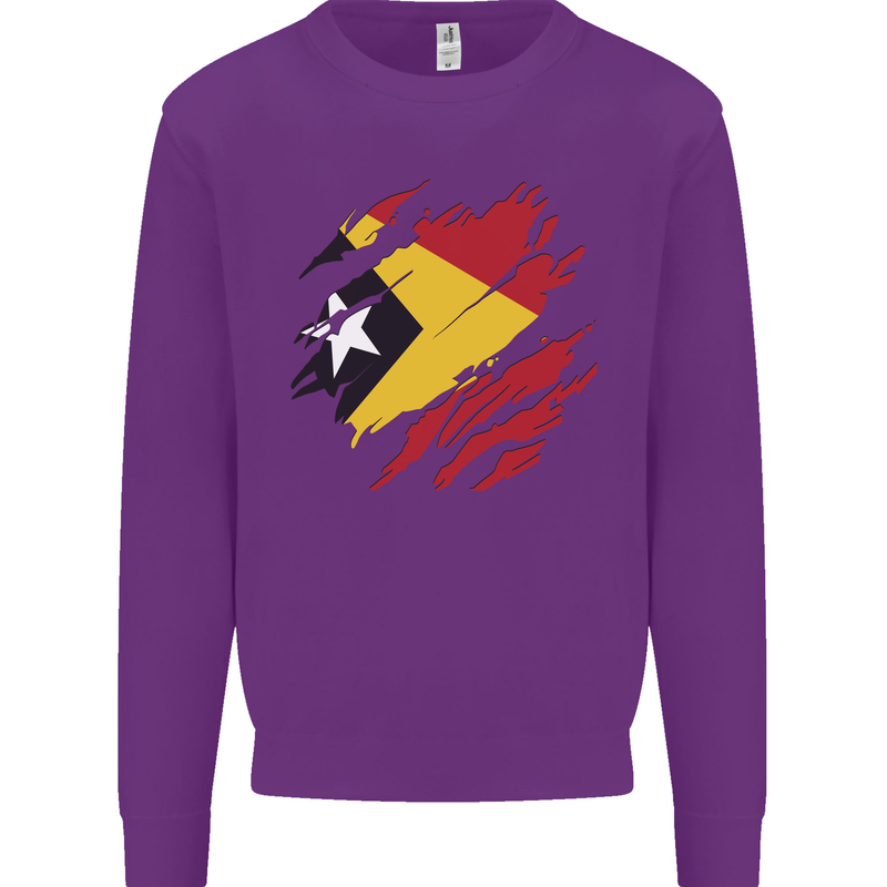 Torn East Timor Flag Day Football Kids Sweatshirt Jumper Purple