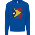 Torn East Timor Flag Day Football Kids Sweatshirt Jumper Royal Blue