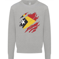 Torn East Timor Flag Day Football Kids Sweatshirt Jumper Sports Grey