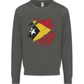 Torn East Timor Flag Day Football Kids Sweatshirt Jumper Storm Grey