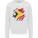 Torn East Timor Flag Day Football Kids Sweatshirt Jumper White