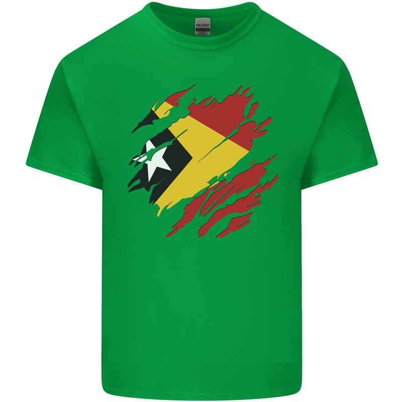 Torn East Timor Flag Day Football Kids T-Shirt Childrens Irish Green