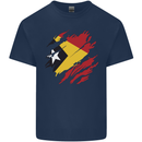 Torn East Timor Flag Day Football Kids T-Shirt Childrens Navy Blue