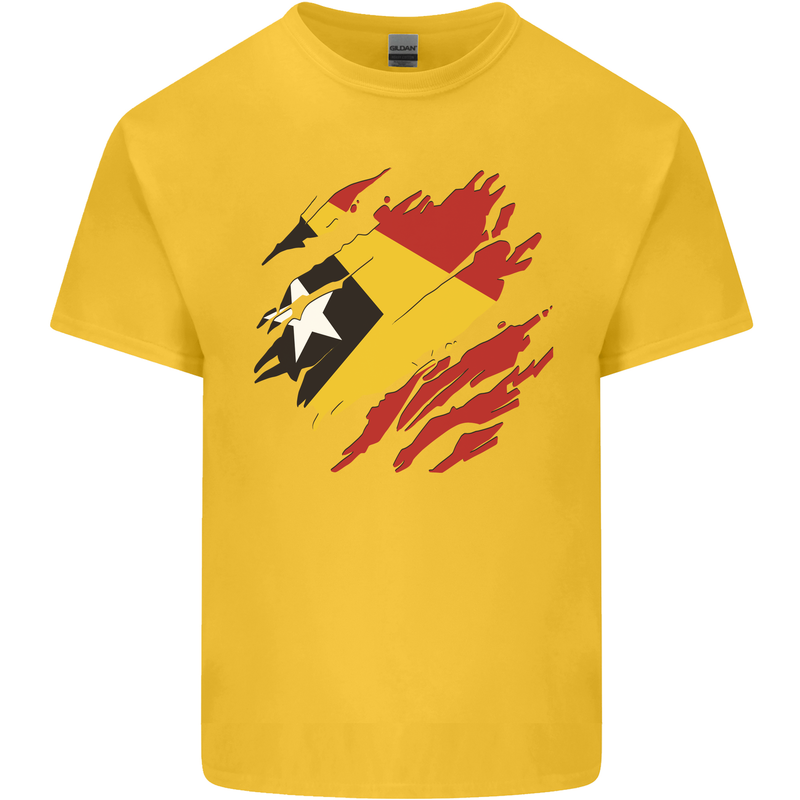 Torn East Timor Flag Day Football Kids T-Shirt Childrens Yellow