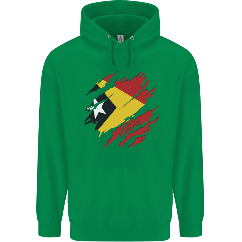 Torn East Timor Flag Day Football Mens 80% Cotton Hoodie Irish Green
