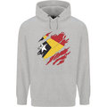 Torn East Timor Flag Day Football Mens 80% Cotton Hoodie Sports Grey