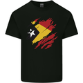 Torn East Timor Flag Day Football Mens Cotton T-Shirt Tee Top Black
