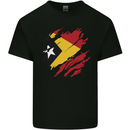 Torn East Timor Flag Day Football Mens Cotton T-Shirt Tee Top Black