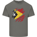 Torn East Timor Flag Day Football Mens Cotton T-Shirt Tee Top Charcoal