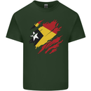 Torn East Timor Flag Day Football Mens Cotton T-Shirt Tee Top Forest Green