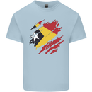 Torn East Timor Flag Day Football Mens Cotton T-Shirt Tee Top Light Blue