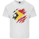 Torn East Timor Flag Day Football Mens Cotton T-Shirt Tee Top White
