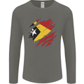 Torn East Timor Flag Day Football Mens Long Sleeve T-Shirt Charcoal