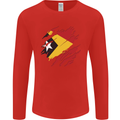 Torn East Timor Flag Day Football Mens Long Sleeve T-Shirt Red