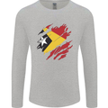 Torn East Timor Flag Day Football Mens Long Sleeve T-Shirt Sports Grey