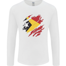 Torn East Timor Flag Day Football Mens Long Sleeve T-Shirt White