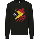 Torn East Timor Flag Day Football Mens Sweatshirt Jumper Black