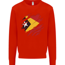 Torn East Timor Flag Day Football Mens Sweatshirt Jumper Bright Red