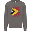 Torn East Timor Flag Day Football Mens Sweatshirt Jumper Charcoal