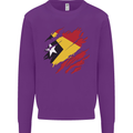 Torn East Timor Flag Day Football Mens Sweatshirt Jumper Purple