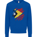 Torn East Timor Flag Day Football Mens Sweatshirt Jumper Royal Blue