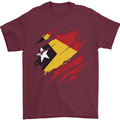 Torn East Timor Flag Day Football Mens T-Shirt 100% Cotton Maroon