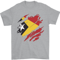 Torn East Timor Flag Day Football Mens T-Shirt 100% Cotton Sports Grey