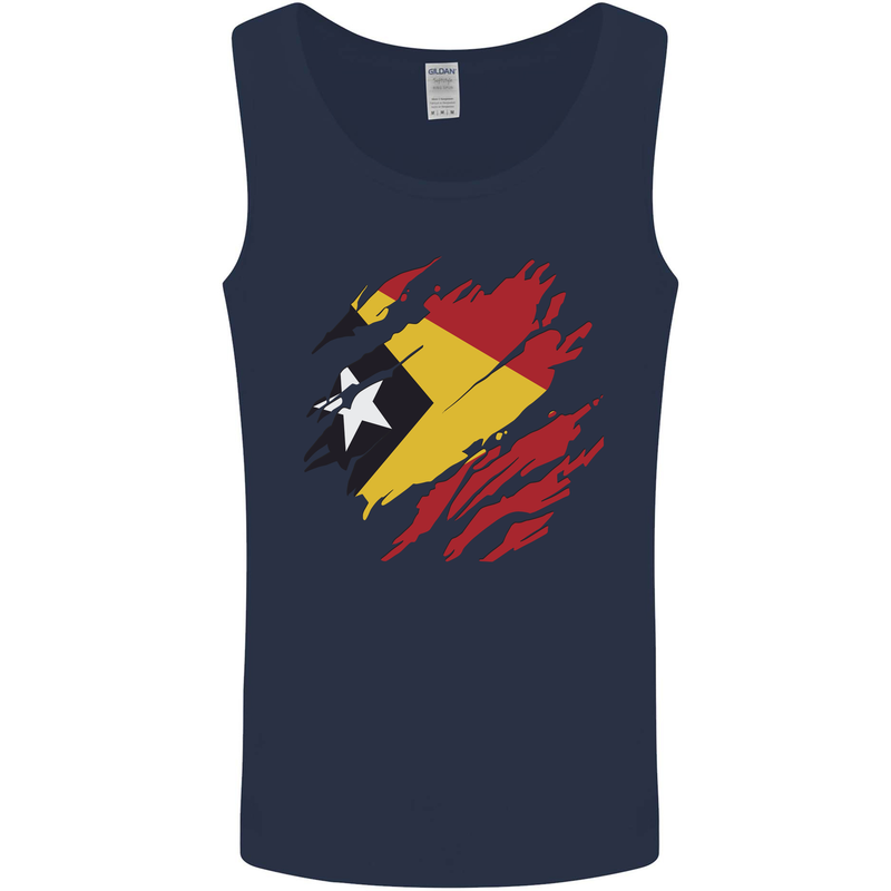 Torn East Timor Flag Day Football Mens Vest Tank Top Navy Blue