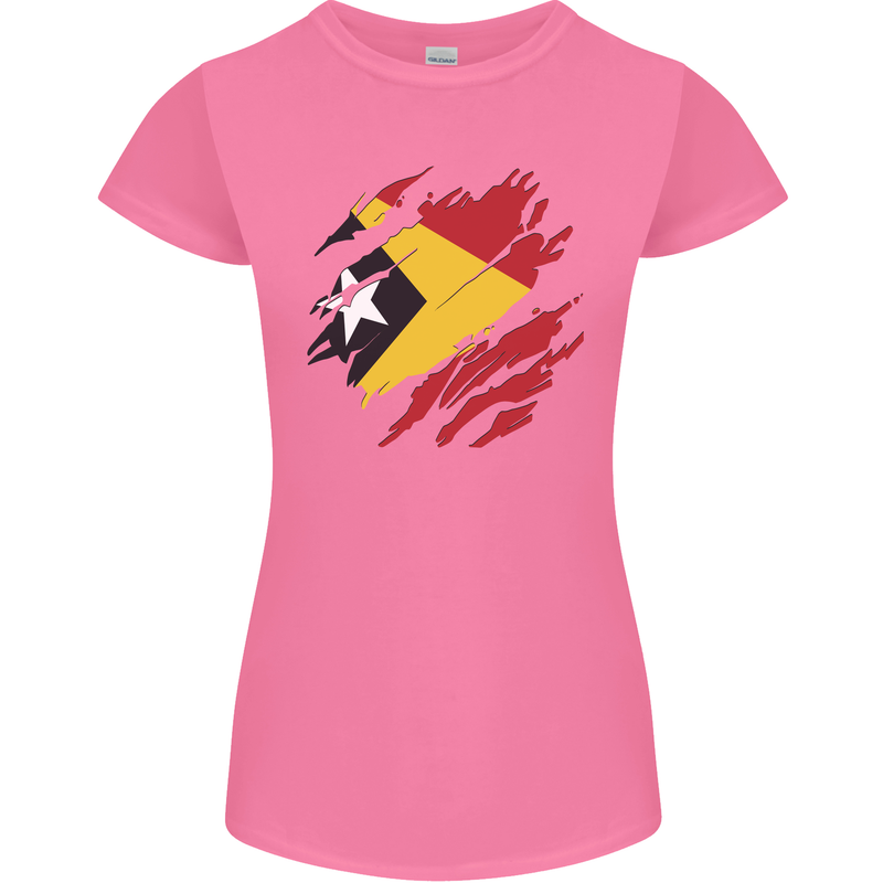 Torn East Timor Flag Day Football Womens Petite Cut T-Shirt Azalea
