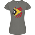 Torn East Timor Flag Day Football Womens Petite Cut T-Shirt Charcoal