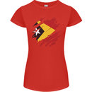 Torn East Timor Flag Day Football Womens Petite Cut T-Shirt Red