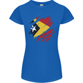 Torn East Timor Flag Day Football Womens Petite Cut T-Shirt Royal Blue