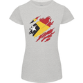 Torn East Timor Flag Day Football Womens Petite Cut T-Shirt Sports Grey