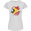 Torn East Timor Flag Day Football Womens Petite Cut T-Shirt White