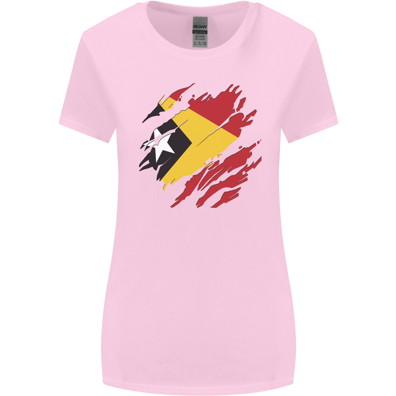 Torn East Timor Flag Day Football Womens Wider Cut T-Shirt Light Pink