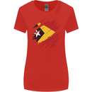 Torn East Timor Flag Day Football Womens Wider Cut T-Shirt Red