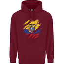 Torn Ecuador Flag Ecuadorian Day Football Childrens Kids Hoodie Maroon