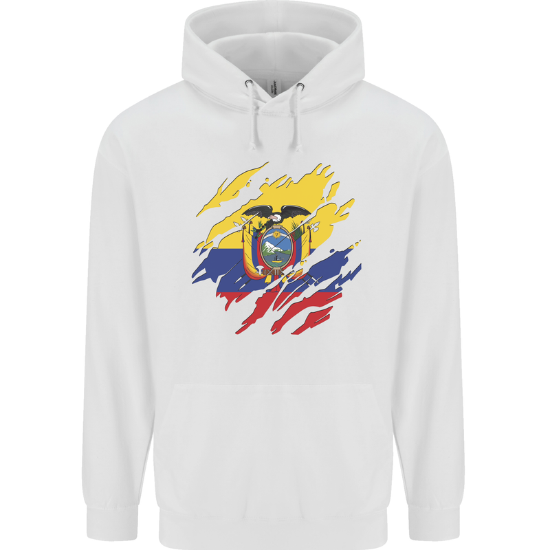 Torn Ecuador Flag Ecuadorian Day Football Childrens Kids Hoodie White