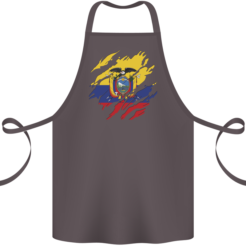 Torn Ecuador Flag Ecuadorian Day Football Cotton Apron 100% Organic Dark Grey