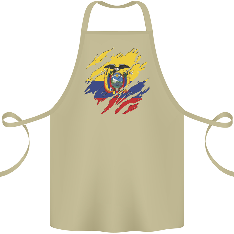 Torn Ecuador Flag Ecuadorian Day Football Cotton Apron 100% Organic Khaki
