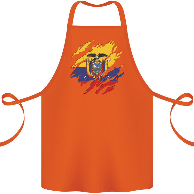 Torn Ecuador Flag Ecuadorian Day Football Cotton Apron 100% Organic Orange