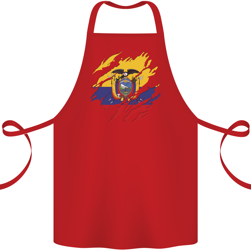 Torn Ecuador Flag Ecuadorian Day Football Cotton Apron 100% Organic Red