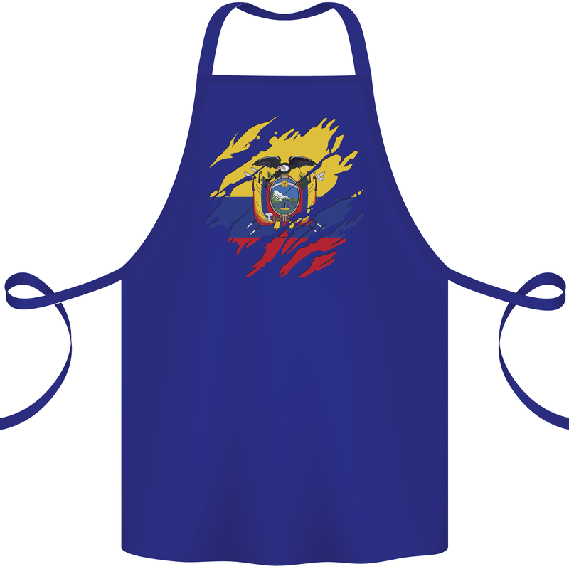 Torn Ecuador Flag Ecuadorian Day Football Cotton Apron 100% Organic Royal Blue