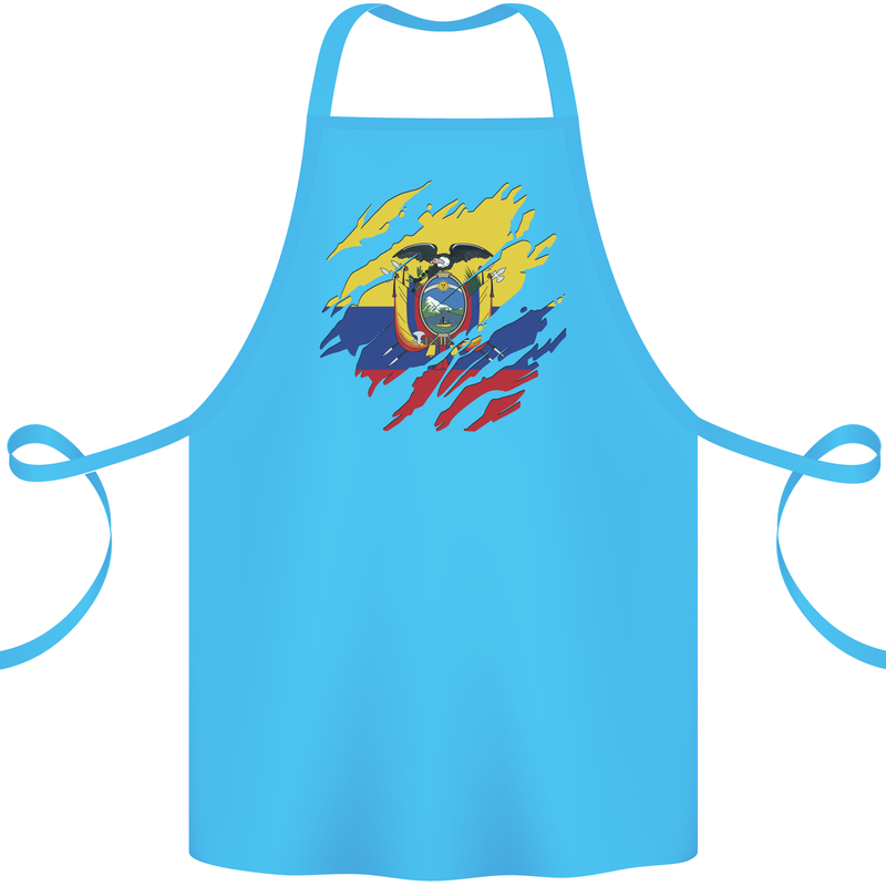 Torn Ecuador Flag Ecuadorian Day Football Cotton Apron 100% Organic Turquoise